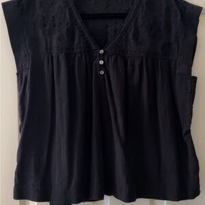 Lucky Brand Black Blouse with Button Detail